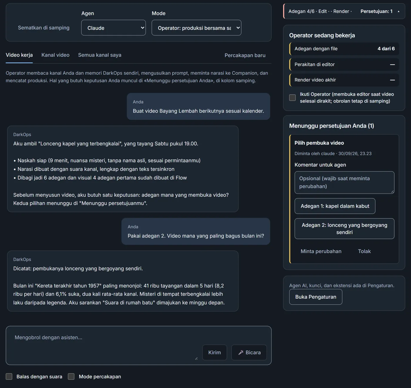 Operador DarkOps sedang memproduksi video
